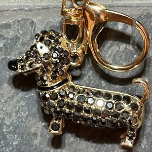 NWT Dog keychain/purse charm with black rhinestones and gold accents